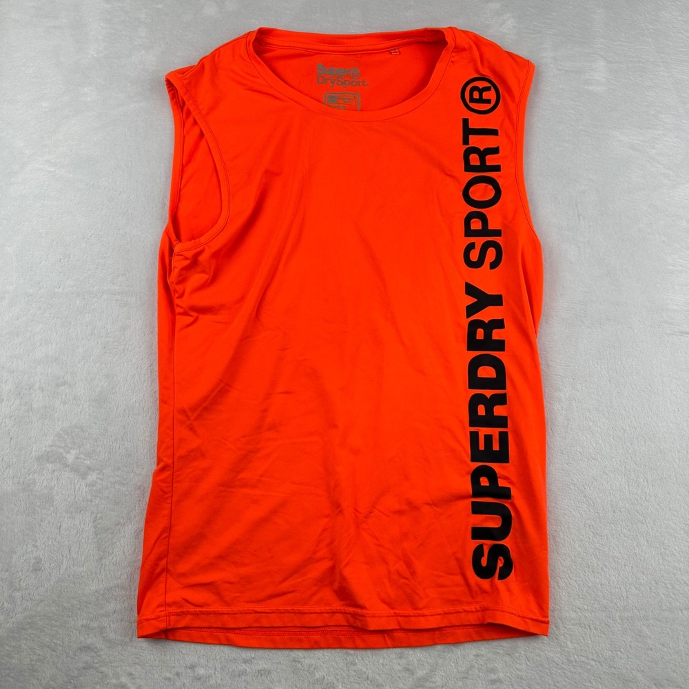 Superdry Sport Tech Mens Muscle Tank Top Neon Orange XL Athletic Training Shirt